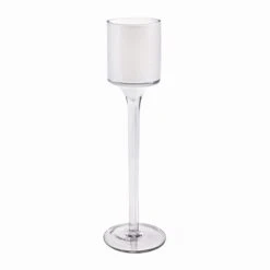 Case Of 36 - White Glass Long Stem Candle Holder, H-9" D-2" -Home Decoration Discount gch332wt 01
