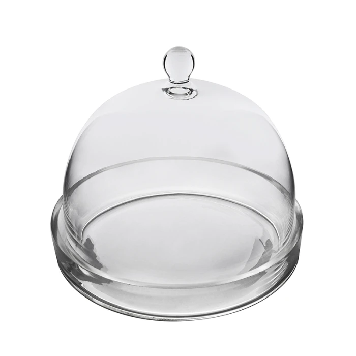 Glass Bell Dome Cloche With Glass Tray Base, H-8.5" D-10" (Wholesale 4 PCS/Case) 3 Glass Bell Dome Cloche With Glass Tray Base, H-8.5" D-10" (Wholesale 4 PCS/Case) - Image 3