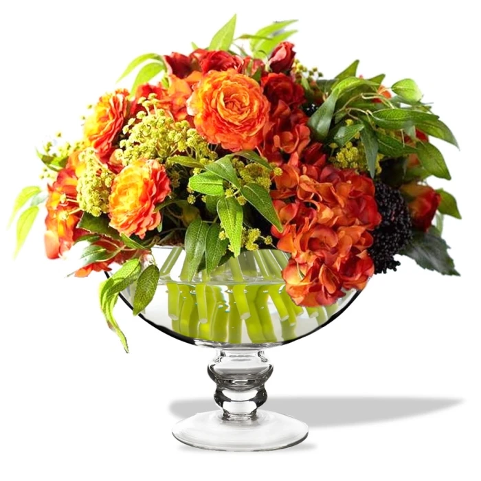 Glass Footed Decorative Bowl, H-6" D-8" (Wholesale 4 PCS/Case) 1 Glass Footed Decorative Bowl, H-6" D-8" (Wholesale 4 PCS/Case)