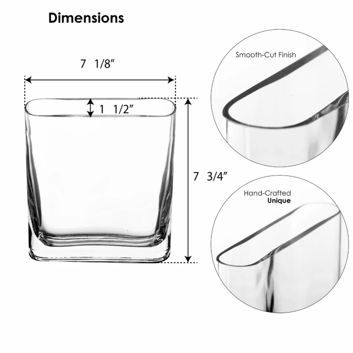 Glass Rectangle Round Edge Oval Vase, L-6"/8"/10"/12" X W-1.75" X H-7", Pack Of 6 Pcs 3 Glass Rectangle Round Edge Oval Vase, L-6"/8"/10"/12" X W-1.75" X H-7", Pack Of 6 Pcs - Image 3