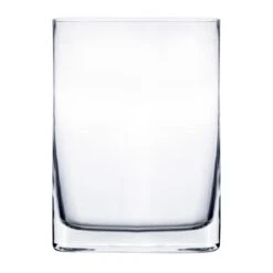 Glass Round Edge Rectangular Vase H-10" X W-1.75" X L-7" Clear (Wholesale Pack Of 6)