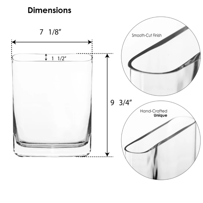Glass Rectangle Round Edge Oval Vase, L-6"/8"/10"/12" X W-1.75" X H-7", Pack Of 6 Pcs 4 Glass Rectangle Round Edge Oval Vase, L-6"/8"/10"/12" X W-1.75" X H-7", Pack Of 6 Pcs - Image 4