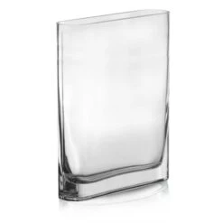 Glass Round Edge Rectangular Vase H-10" X W-1.75" X L-7" Clear (Wholesale Pack Of 6) -Home Decoration Discount gcu164 ez