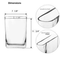 Glass Rectangle Round Edge Oval Vase, L-6"/8"/10"/12" X W-1.75" X H-7", Pack Of 6 Pcs 9 Glass Rectangle Round Edge Oval Vase, L-6"/8"/10"/12" X W-1.75" X H-7", Pack Of 6 Pcs -Home Decoration Discount gcu165 dim n