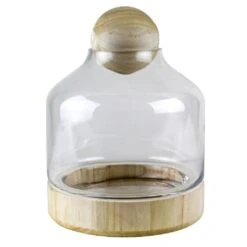 Glass Terrarium Vase With Wood Base And Stopper, H-10" D-7" (Wholesale 6 PCS/Case) 8 Glass Terrarium Vase With Wood Base And Stopper, H-10" D-7" (Wholesale 6 PCS/Case) -Home Decoration Discount gcu201 1