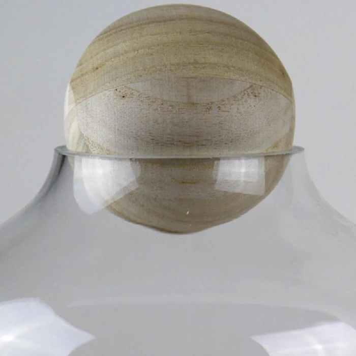 Glass Terrarium Vase With Wood Base And Stopper, H-10" D-7" (Wholesale 6 PCS/Case) 4 Glass Terrarium Vase With Wood Base And Stopper, H-10" D-7" (Wholesale 6 PCS/Case) - Image 4