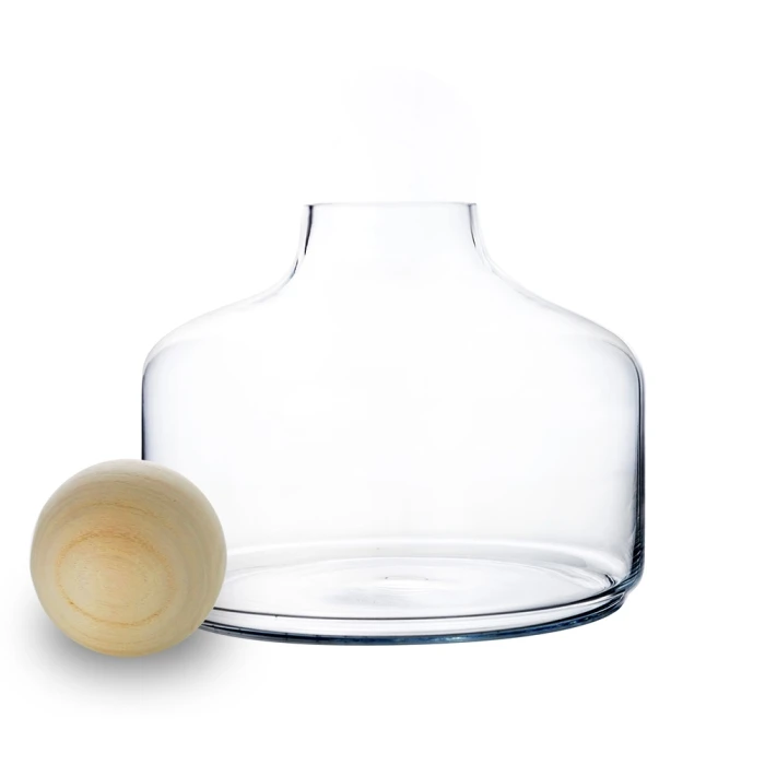 Glass Terrarium Vase With Wood Ball Stopper, H-12" D-10.5" (Wholesale 4 PCS/Case) 7 Glass Terrarium Vase With Wood Ball Stopper, H-12" D-10.5" (Wholesale 4 PCS/Case) - Image 7