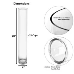 Glass Cylinder Vase, H-9", 12", 14", 16", 20", 24", 28" D-4" (Wholesale 12 PCS/Case) 15 Glass Cylinder Vase, H-9", 12", 14", 16", 20", 24", 28" D-4" (Wholesale 12 PCS/Case) -Home Decoration Discount gcy010 28 dim