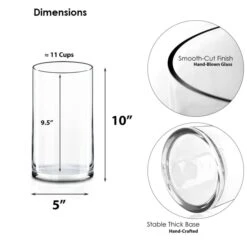 18 Pcs Glass Cylinder Vases Set Of 3, H-10", 14", 18" D-5", Total Of 6 Sets -Home Decoration Discount gcy055 10 b dim2