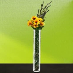 Glass Cylinder Vase, H-28" D-5" (Wholesale 4 PCS/Case) -Home Decoration Discount gcy055 28 07