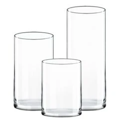 Glass Cylinder Vase Set Of 3, D-6" X H-8", 12", 16" (4 Sets - 12 Vases) -Home Decoration Discount gcy122 08 12 16 set