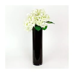 Black Glass Cylinder Vase, H-26" D-6" (Wholesale 4 PCS/Case) -Home Decoration Discount gcy122 26bk 3