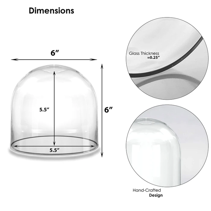 Glass Cloche Display Dome, H-6" D-6" (Wholesale 8 PCS/Case) 2 Glass Cloche Display Dome, H-6" D-6" (Wholesale 8 PCS/Case) - Image 2