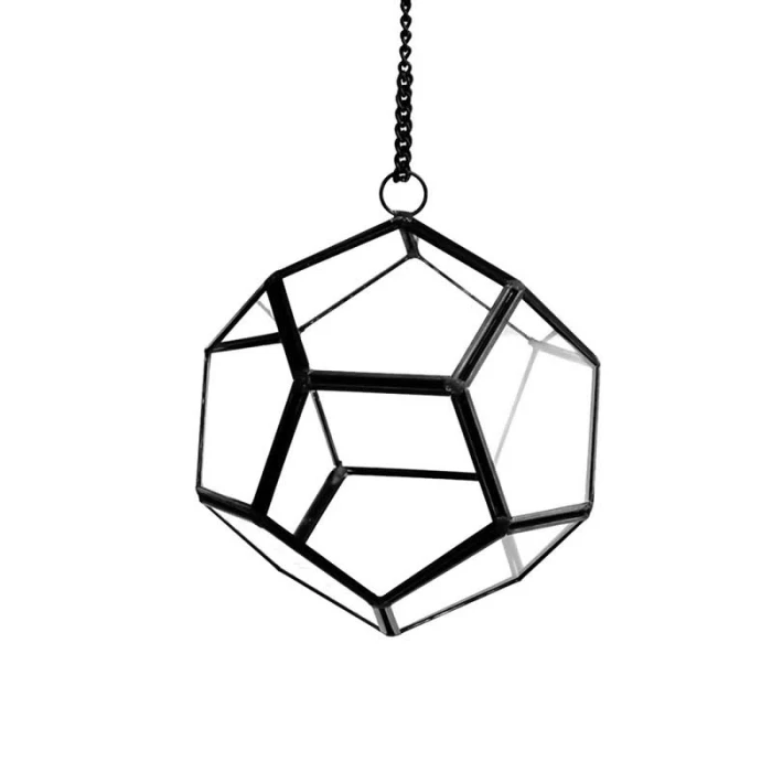 Hanging Geometric Pentahedron Terrarium, H-6" D-6" (Wholesale 6 PCS/Case) 1 Hanging Geometric Pentahedron Terrarium, H-6" D-6" (Wholesale 6 PCS/Case)
