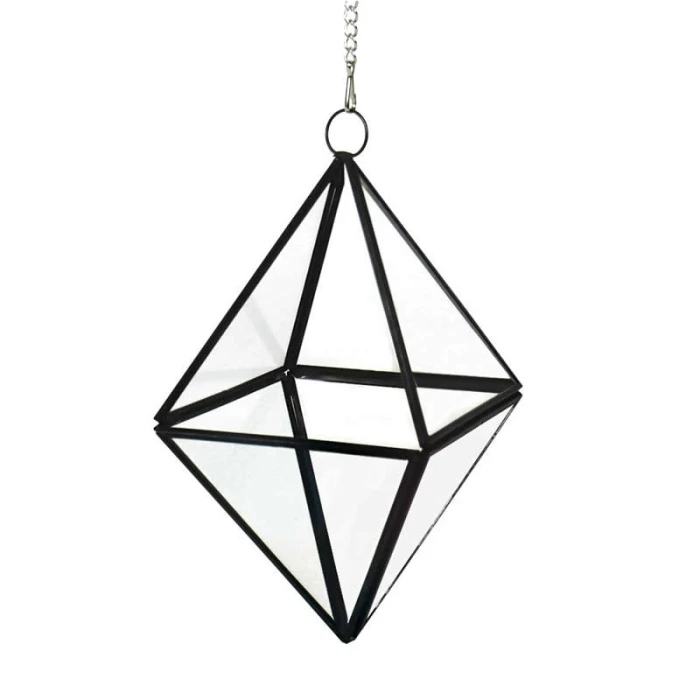 Hanging Geometric Diamond Terrarium, H-8" D-6" (Wholesale 6 PCS/Case) 1 Hanging Geometric Diamond Terrarium, H-8" D-6" (Wholesale 6 PCS/Case)