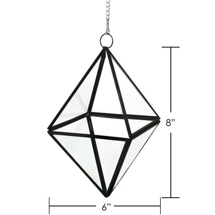 Hanging Geometric Diamond Terrarium, H-8" D-6" (Wholesale 6 PCS/Case) 2 Hanging Geometric Diamond Terrarium, H-8" D-6" (Wholesale 6 PCS/Case) - Image 2