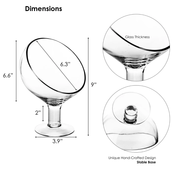 Glass Slant Cut Short Stem Satellite Terrarium Candle Holder, H-9" D-6.5" (Wholesale 6 PCS/Case) 2 Glass Slant Cut Short Stem Satellite Terrarium Candle Holder, H-9" D-6.5" (Wholesale 6 PCS/Case) - Image 2