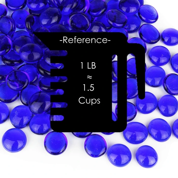 Cobalt Blue Glass Flat Gemstone Vase Filler, 3/4" (Wholesale 28 LBS/Case) 2 Cobalt Blue Glass Flat Gemstone Vase Filler, 3/4" (Wholesale 28 LBS/Case) - Image 2
