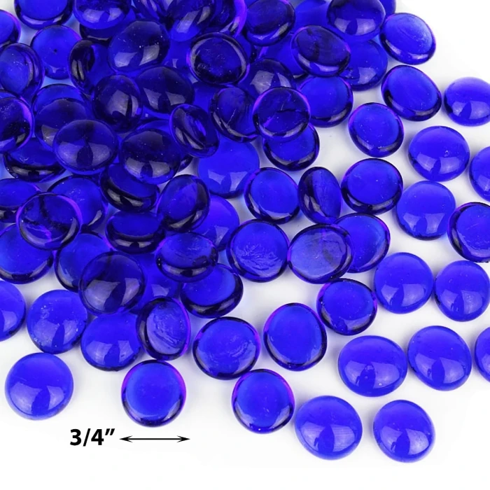 Cobalt Blue Glass Flat Gemstone Vase Filler, 3/4" (Wholesale 28 LBS/Case) 3 Cobalt Blue Glass Flat Gemstone Vase Filler, 3/4" (Wholesale 28 LBS/Case) - Image 3