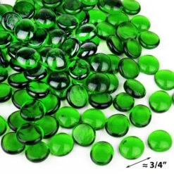 Green Glass Flat Gemstone Vase Filler, 3/4" (Wholesale 28 LBS/Case) -Home Decoration Discount ggm001g g size