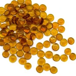 Light Amber Glass Flat Gemstone Vase Filler, 3/4" (Wholesale 28 LBS/Case)