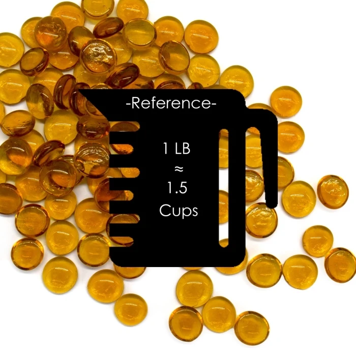 Light Amber Glass Flat Gemstone Vase Filler, 3/4" (Wholesale 28 LBS/Case) 2 Light Amber Glass Flat Gemstone Vase Filler, 3/4" (Wholesale 28 LBS/Case) - Image 2