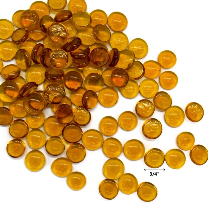 Light Amber Glass Flat Gemstone Vase Filler, 3/4" (Wholesale 28 LBS/Case) 3 Light Amber Glass Flat Gemstone Vase Filler, 3/4" (Wholesale 28 LBS/Case) - Image 3