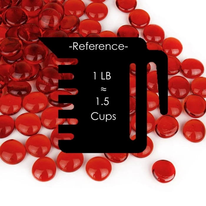 Red Glass Flat Gemstone Vase Filler, 3/4" (Wholesale 28 LBS/Case) 2 Red Glass Flat Gemstone Vase Filler, 3/4" (Wholesale 28 LBS/Case) - Image 2