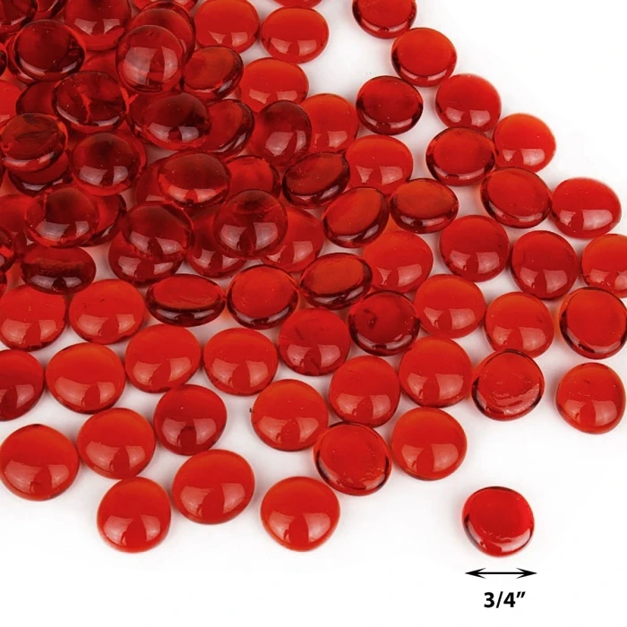 Red Glass Flat Gemstone Vase Filler, 3/4" (Wholesale 28 LBS/Case) 3 Red Glass Flat Gemstone Vase Filler, 3/4" (Wholesale 28 LBS/Case) - Image 3