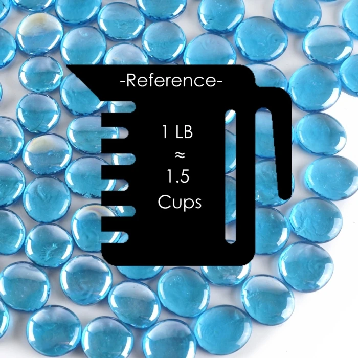 Large Light Blue Glass Flat Gemstone Vase Filler, 1.25" (Wholesale 28 LBS/Case) 3 Large Light Blue Glass Flat Gemstone Vase Filler, 1.25" (Wholesale 28 LBS/Case) - Image 3