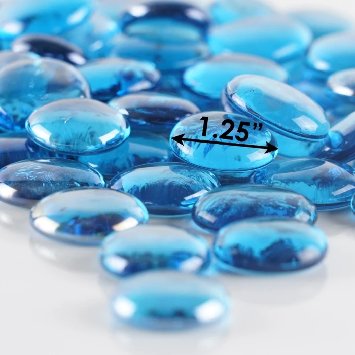 Large Light Blue Glass Flat Gemstone Vase Filler, 1.25" (Wholesale 28 LBS/Case) 2 Large Light Blue Glass Flat Gemstone Vase Filler, 1.25" (Wholesale 28 LBS/Case) - Image 2