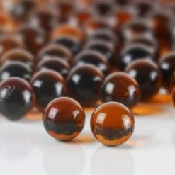 Light Amber Glass Gem Round Marbles Vase Filler, 1/2" (Wholesale 28 LBS/Case)