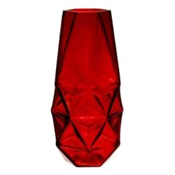 Red Glass Geometric Flower Vase, H-8" W-4.25" (Wholesale 12 PCS/Case) 8 Red Glass Geometric Flower Vase, H-8" W-4.25" (Wholesale 12 PCS/Case) -Home Decoration Discount ggv105 08r 02 1000