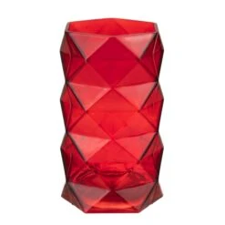 Red Glass Geometric Flower Vase, H-8" W-4" (Wholesale 12 PCS/Case) 6 Red Glass Geometric Flower Vase, H-8" W-4" (Wholesale 12 PCS/Case) -Home Decoration Discount ggv108 1000 1