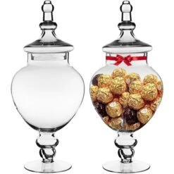 Case Of 4 - Glass Candy Buffet Apothecary Jar, H-14.5" D-3" -Home Decoration Discount glass apothecary jars gaj115 valentines