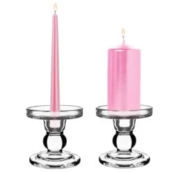 Bubble Glass Dual Use Pillar Taper Candle Holder, H-3.75" W-3.25" (Wholesale 24 PCS/Case)