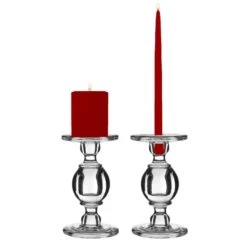 Baluster Glass Dual Use Pillar Taper Candle Holder, H-9.5" W-4.5" (Wholesale 6 PCS/Case) 15 Baluster Glass Dual Use Pillar Taper Candle Holder, H-9.5" W-4.5" (Wholesale 6 PCS/Case) -Home Decoration Discount glass candle holder gch206 08 2p