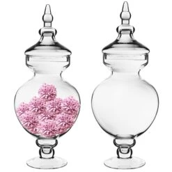 Case Of 2 - Glass Candy Buffet Apothecary Jar, H-21.5" D-5.5"