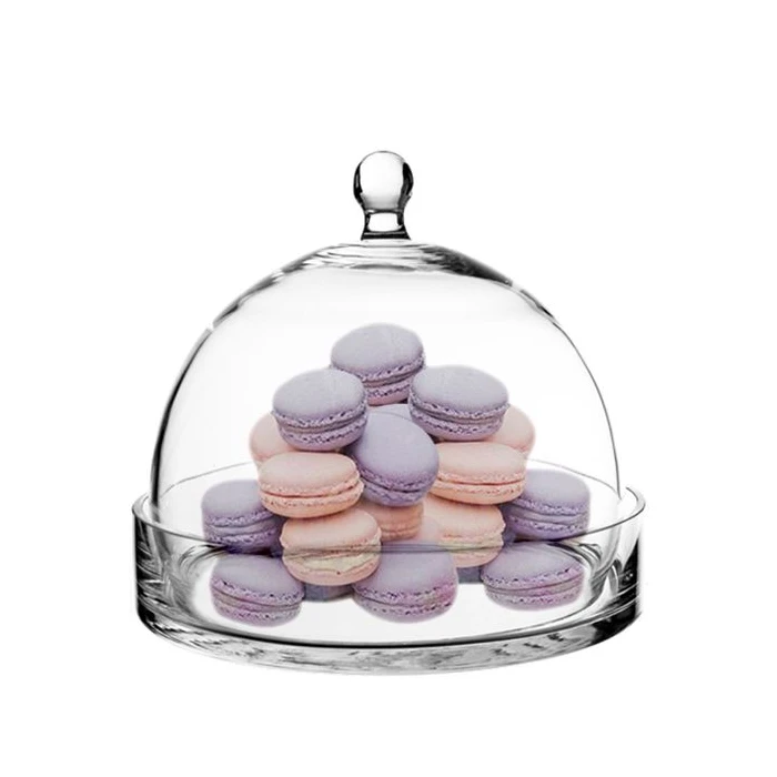 Glass Bell Dome Cloche With Glass Tray Base, H-7.5" D-8" (Wholesale 4 PCS/Case) 5 Glass Bell Dome Cloche With Glass Tray Base, H-7.5" D-8" (Wholesale 4 PCS/Case) - Image 5