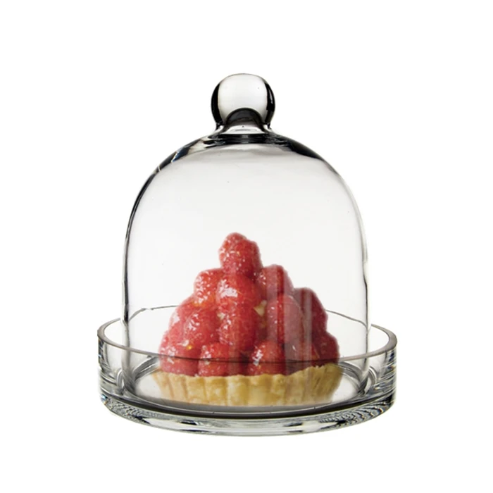 Glass Bell Dome Cloche With Glass Tray Base, H-8" D-7" (Wholesale 4 PCS/Case) 4 Glass Bell Dome Cloche With Glass Tray Base, H-8" D-7" (Wholesale 4 PCS/Case) - Image 4