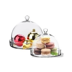 Glass Bell Dome Cloche With Glass Tray Base, H-7.5" D-8" (Wholesale 4 PCS/Case) 9 Glass Bell Dome Cloche With Glass Tray Base, H-7.5" D-8" (Wholesale 4 PCS/Case) -Home Decoration Discount glass cloche domes gcl108 109