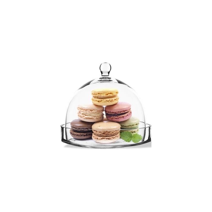 Glass Bell Dome Cloche With Glass Tray Base, H-7.5" D-8" (Wholesale 4 PCS/Case) 6 Glass Bell Dome Cloche With Glass Tray Base, H-7.5" D-8" (Wholesale 4 PCS/Case) - Image 6