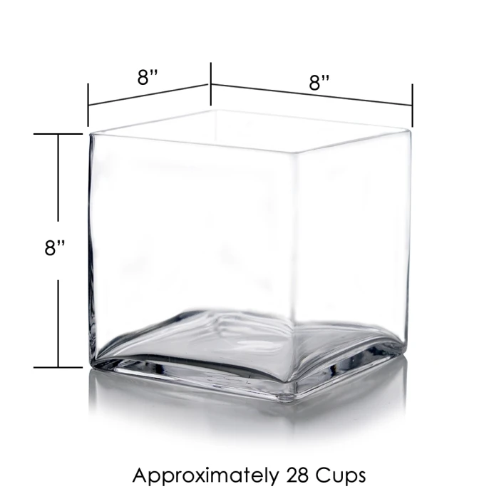 Glass Cube Vase, 8" X 8" X 8" (Wholesale 4 PCS/Case) 2 Glass Cube Vase, 8" X 8" X 8" (Wholesale 4 PCS/Case) - Image 2