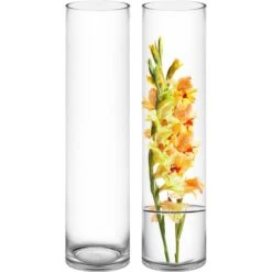 Glass Cylinder Vase, H-26" D-6" (Wholesale 4 PCS/Case)
