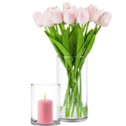 Glass Cylinder Vase H-8", 12", 16", 20", 26", 32", 40" D-6" Clear (Wholesale Pack Of 4)