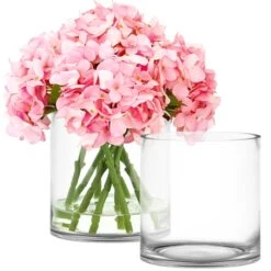 Glass Cylinder Vase, H-8" D-8" (Wholesale 4 PCS/Case)