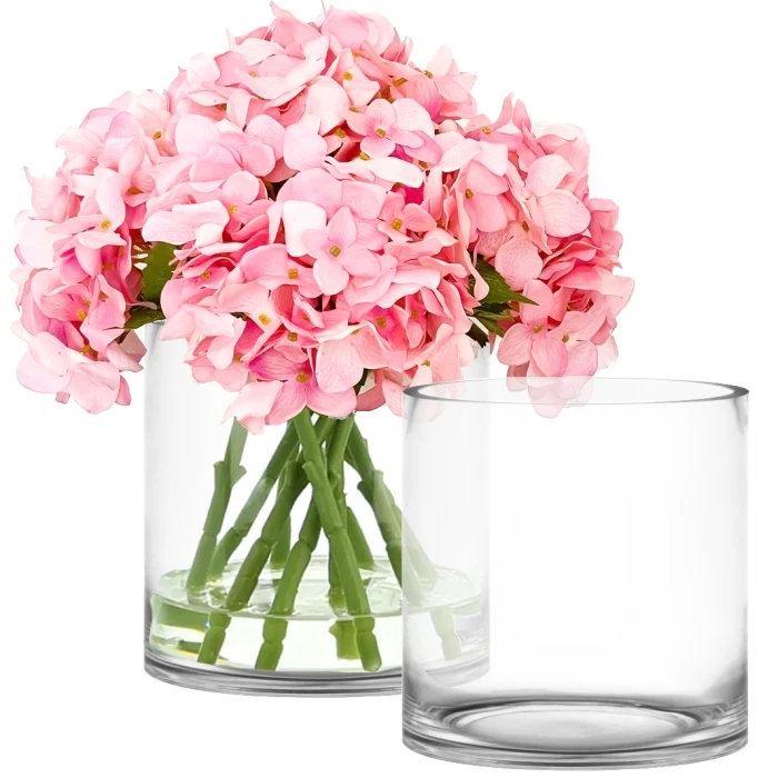 Glass Cylinder Vase, H-8" D-8" (Wholesale 4 PCS/Case) 1 Glass Cylinder Vase, H-8" D-8" (Wholesale 4 PCS/Case)