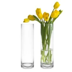 Glass Cylinder Vase, H-14" D-4" (Wholesale 6 PCS/Case)