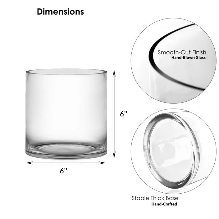 Glass Cylinder Vase, H-6" D-6" (Wholesale 12 PCS/Case) 2 Glass Cylinder Vase, H-6" D-6" (Wholesale 12 PCS/Case) - Image 2