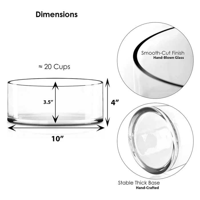 Glass Cylinder Vase, H-4" D-10" (Wholesale 4 PCS/Case) 2 Glass Cylinder Vase, H-4" D-10" (Wholesale 4 PCS/Case) - Image 2